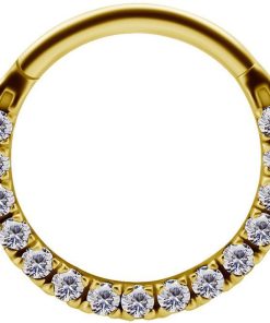 Piercings works | 18 Karaat Goud Septum Daith Ring - Swarovski Zirconia | Nu te koop bij 14Karaats.nl | 10001087-Earrings/Body-piercing Jewellery