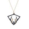 Hôbe | HÔBE | Perro Hanger | Perro Hanger | 14 Karaat Goud Verguld Messing| Zwart Celluloseacetaat | Lengte: 4.5cm | Breedte: 4 cm | 100% Nikkelvrij | Handgemaakt | Zonder Ketting | Nu te koop bij 14Karaats.nl | 10001091-Pendants