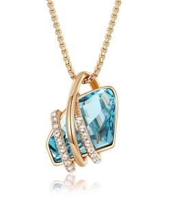 QoF | QoF Swarovski® Kristal Steen Blauw – Lengte 45cm | Nu te koop bij 14Karaats.nl | 10001091-Pendants