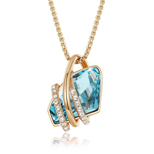QoF | QoF Swarovski® Kristal Steen Blauw – Lengte 45cm | Nu te koop bij 14Karaats.nl | 10001091-Pendants