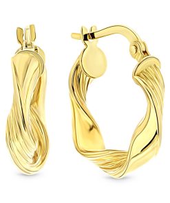 Juwelier Emo | Juwelier Emo - 14 Karaat Geelgouden Wokkel Oorbellen met Arcering - Diameter 17mm | Nu te koop bij 14Karaats.nl | 10001087-Earrings/Body-piercing Jewellery