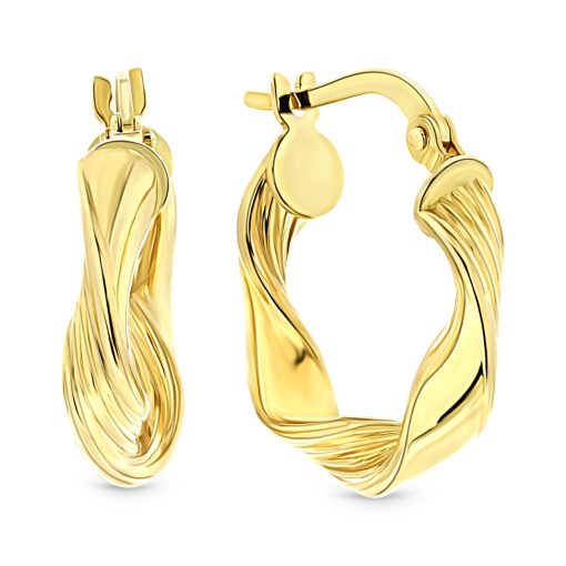 Juwelier Emo | Juwelier Emo - 14 Karaat Geelgouden Wokkel Oorbellen met Arcering - Diameter 17mm | Nu te koop bij 14Karaats.nl | 10001087-Earrings/Body-piercing Jewellery