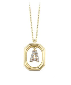 Star juwelier | Goud Hanger Letter A met Ketting Zirkonia 14 karaats | Nu te koop bij 14Karaats.nl | 10001091-Pendants