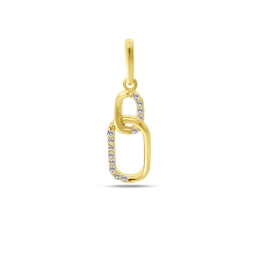 Silventi | Silventi 9NBSAM-G230294 Gouden Hangertje Schakels met Zirkonia - 13
