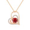 QoF | Rood Swarovski® Dubbel Hart Pendant Hanger met 14k Goud Sier - Ketting 40cm +5cm | Nu te koop bij 14Karaats.nl | 10001091-Pendants
