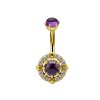 Piercings works | 18 Karaat Goud Navelpiercing - Zirconia en Amethist | Nu te koop bij 14Karaats.nl | 10001087-Earrings/Body-piercing Jewellery