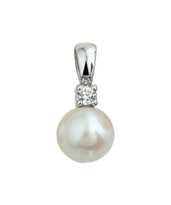 Sense Jewelry | Hanger Parel En Diamant 0.05ct H Si | Nu te koop bij 14Karaats.nl | 10001091-Pendants
