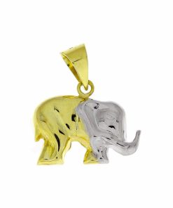 Star juwelier | Gouden Hanger Olifant Bicolor 14 karaats | Nu te koop bij 14Karaats.nl | 10001091-Pendants