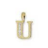 Star juwelier | Goud Hanger Letter U 14 karaats Zirkonia | Nu te koop bij 14Karaats.nl | 10001091-Pendants