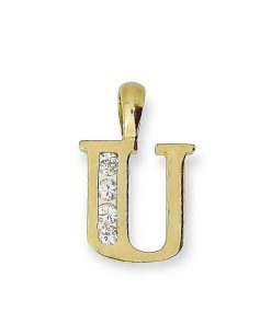 Star juwelier | Goud Hanger Letter U 14 karaats Zirkonia | Nu te koop bij 14Karaats.nl | 10001091-Pendants