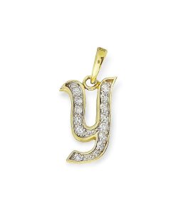 Star juwelier | Goud Hanger Letter V 14 karaats Zirkonia | Nu te koop bij 14Karaats.nl | 10001091-Pendants