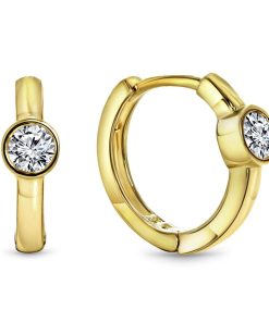 Juwelier Emo | Juwelier Emo - Oorbellen Goud met Steen – 14 Karaat – Zirkonia steen - Diameter 12mm | Nu te koop bij 14Karaats.nl | 10001087-Earrings/Body-piercing Jewellery