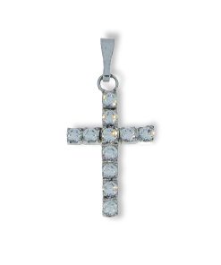 Star juwelier | Witgouden Kruis Hanger Zirkonia 33 mm 16 mm 14 karaats | Nu te koop bij 14Karaats.nl | 10001091-Pendants