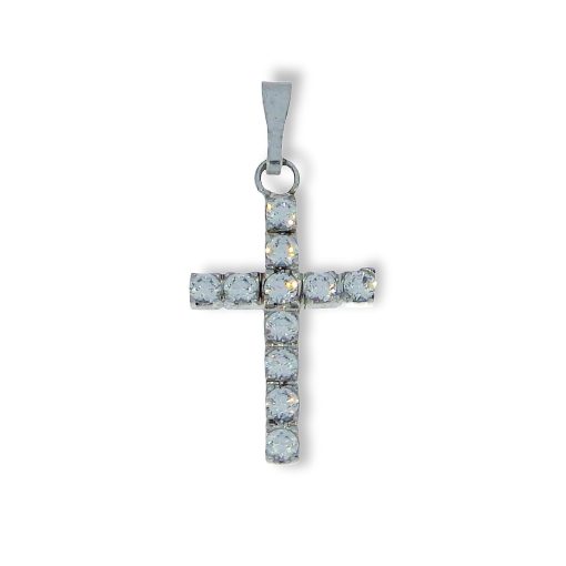 Star juwelier | Witgouden Kruis Hanger Zirkonia 33 mm 16 mm 14 karaats | Nu te koop bij 14Karaats.nl | 10001091-Pendants