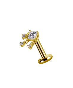 Piercings works | Betoverende Elegantie: 18 Karaats Goud Oorpiercing met Zirkonia | Nu te koop bij 14Karaats.nl | 10001087-Earrings/Body-piercing Jewellery