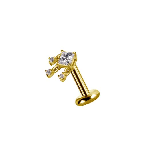 Piercings works | Betoverende Elegantie: 18 Karaats Goud Oorpiercing met Zirkonia | Nu te koop bij 14Karaats.nl | 10001087-Earrings/Body-piercing Jewellery