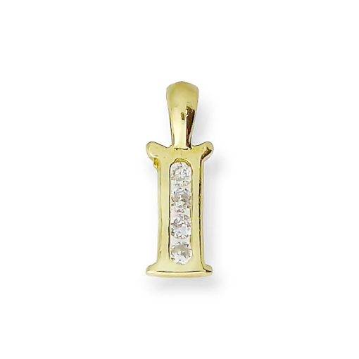 Star juwelier | Goud Hanger Letter I 14 karaats Zirkonia | Nu te koop bij 14Karaats.nl | 10001091-Pendants