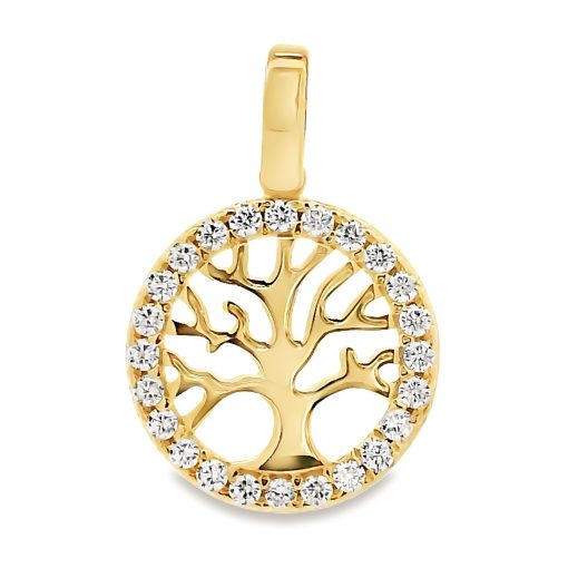 Zwartevalk | Juwelier Zwartevalk 14 karaat gouden levensboom hanger met zirkonia - 14.306 | Nu te koop bij 14Karaats.nl | 10001091-Pendants