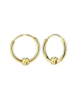 JYC | Joy|S - Zilveren oorringen - met balletje diamond cut bewerkt - gold plated | Nu te koop bij 14Karaats.nl | 10001087-Earrings/Body-piercing Jewellery