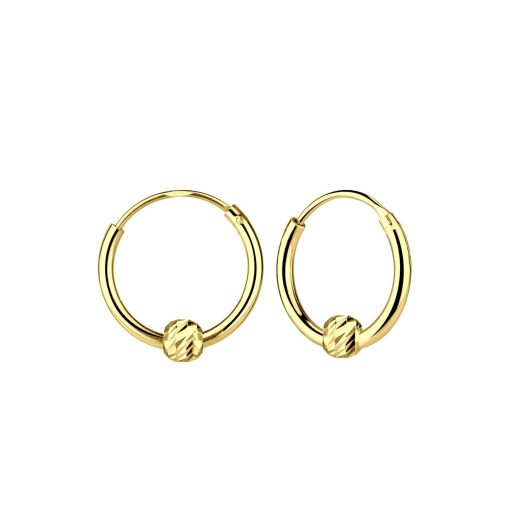 JYC | Joy|S - Zilveren oorringen - met balletje diamond cut bewerkt - gold plated | Nu te koop bij 14Karaats.nl | 10001087-Earrings/Body-piercing Jewellery