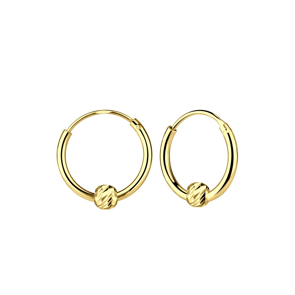 JYC | Joy|S - Zilveren oorringen - met balletje diamond cut bewerkt - gold plated | Koop bij 14Karaats.nl JYC | Joy|S - Zilveren oorringen - met balletje diamond cut bewerkt - gold plated | Nu te koop bij 14Karaats.nl | 10001087-Earrings/Body-piercing Jewellery