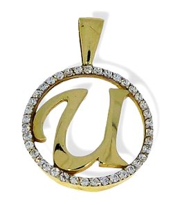 Star juwelier | Goud Hanger Letter U 14 karaats Zirkonia | Nu te koop bij 14Karaats.nl | 10001091-Pendants