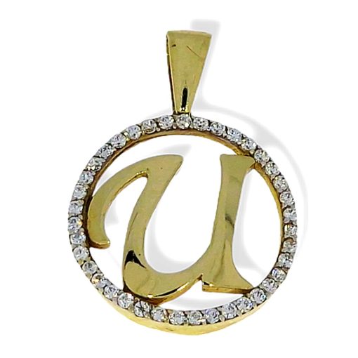 Star juwelier | Goud Hanger Letter U 14 karaats Zirkonia | Nu te koop bij 14Karaats.nl | 10001091-Pendants