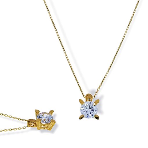 Star juwelier | Gouden Ketting Zirkonia Hanger 14 karaats | Nu te koop bij 14Karaats.nl | 10001091-Pendants