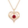 QoF | Rood Swarovski® Dubbel Hart Pendant Hanger met 14k Goud Sier - Ketting 40cm +5cm | Nu te koop bij 14Karaats.nl | 10001091-Pendants