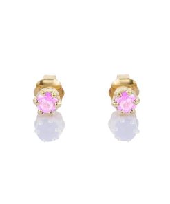 Petit Comité | Oorknopjes Geboortesteen Oktober Rozenkwarts Goud | cadeau dames | Nu te koop bij 14Karaats.nl | 10001087-Earrings/Body-piercing Jewellery