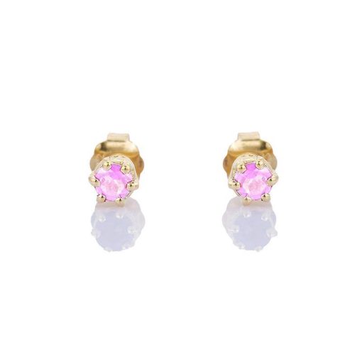 Petit Comité | Oorknopjes Geboortesteen Oktober Rozenkwarts Goud | cadeau dames | Nu te koop bij 14Karaats.nl | 10001087-Earrings/Body-piercing Jewellery