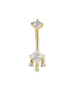 Piercings works | Betoverende Elegantie: 18 Karaats Goud Navel Piercing met Zirkonia | Nu te koop bij 14Karaats.nl | 10001087-Earrings/Body-piercing Jewellery
