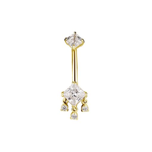 Piercings works | Betoverende Elegantie: 18 Karaats Goud Navel Piercing met Zirkonia | Nu te koop bij 14Karaats.nl | 10001087-Earrings/Body-piercing Jewellery