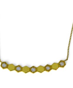 Star juwelier | Gouden Collier Fantasie Blokjes Zirkonia 18 karaats | Nu te koop bij 14Karaats.nl | 10001091-Pendants
