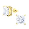 JYC | Joy|S - Zilveren vierkant oorbellen - 8 mm - zirkonia - gold plated | Nu te koop bij 14Karaats.nl | 10001087-Earrings/Body-piercing Jewellery