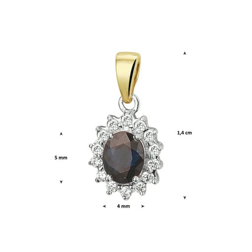 Sense Jewelry | Hanger Saffier En Diamant 0.10ct H Si | Nu te koop bij 14Karaats.nl | 10001091-Pendants