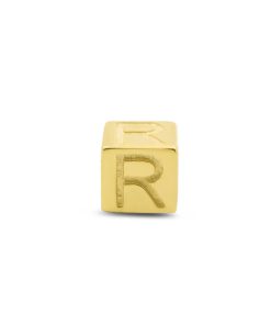 New Bling | New Bling 9NBG-912R Gouden Kubus met Letter R - 3