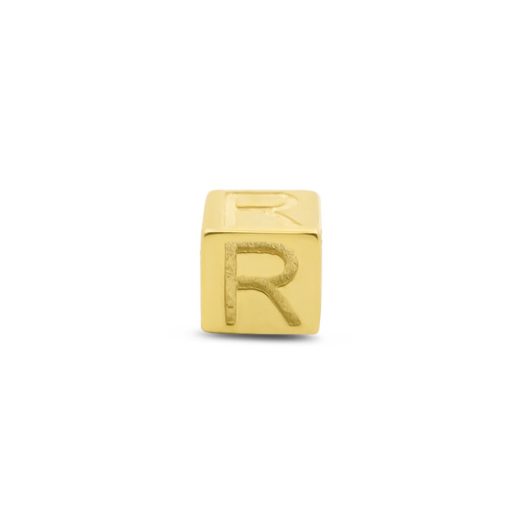 New Bling | New Bling 9NBG-912R Gouden Kubus met Letter R - 3
