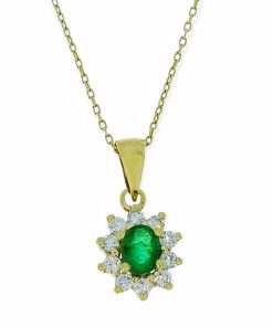 Star juwelier | Gouden Ketting met Hanger Diamant Smaragd 14 karaats | Nu te koop bij 14Karaats.nl | 10001091-Pendants
