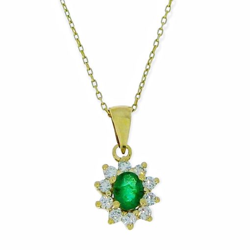 Star juwelier | Gouden Ketting met Hanger Diamant Smaragd 14 karaats | Nu te koop bij 14Karaats.nl | 10001091-Pendants