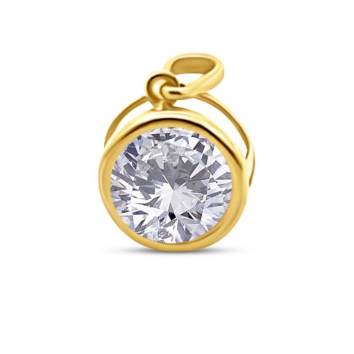 Silventi | Silventi 9NBSAM-G230366 Gouden hanger - Zirkonia - Rond - 7