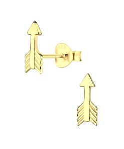 JYC | Joy|S - Zilveren pijl oorbellen - 4 x 10 mm - gold plated | Nu te koop bij 14Karaats.nl | 10001087-Earrings/Body-piercing Jewellery