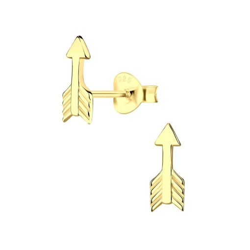 JYC | Joy|S - Zilveren pijl oorbellen - 4 x 10 mm - gold plated | Nu te koop bij 14Karaats.nl | 10001087-Earrings/Body-piercing Jewellery