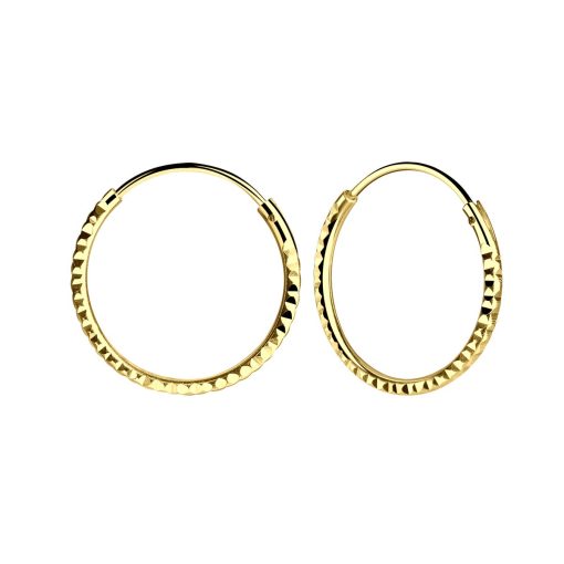 JYC | Joy|S - Zilveren oorringen 16 mm - diamond cut - gold plated - t50 | Nu te koop bij 14Karaats.nl | 10001087-Earrings/Body-piercing Jewellery