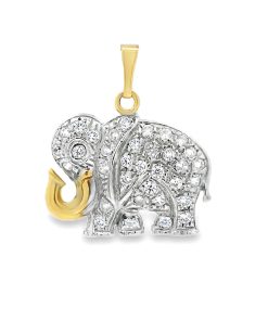Zwartevalk | Juwelier Zwartevalk 14 karaat gouden bicolor olifant hanger | Nu te koop bij 14Karaats.nl | 10001091-Pendants