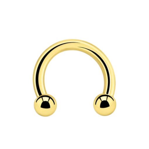 Piercings works | 14 Karaat Massief Gouden Circular Barbell - 10mm - 3mm ball | Nu te koop bij 14Karaats.nl | 10001087-Earrings/Body-piercing Jewellery