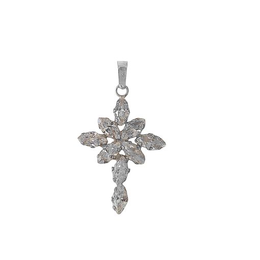 Star juwelier | Witgouden Kruis Hanger Zirkonia 31 mm 18 mm 18 karaats | Nu te koop bij 14Karaats.nl | 10001091-Pendants