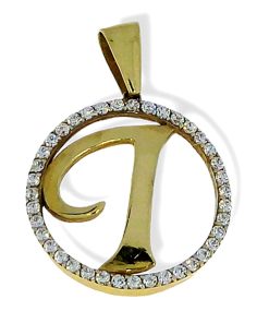 Star juwelier | Goud Hanger Letter I 14 karaats Zirkonia | Nu te koop bij 14Karaats.nl | 10001091-Pendants