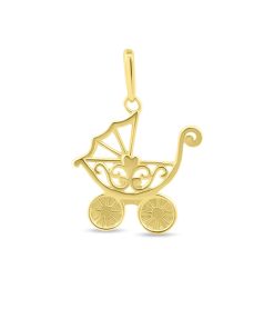 Silventi | Silventi 9NBSAM-G230382 Gouden Hangertje Kinderwagen - 14 Karaat Bedeltje - Kinderwagen 13