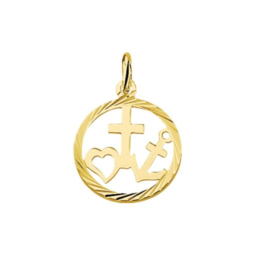 Its-Beautiful | Trendjuwelier huiscollectie 4005596 Gouden bedel Hoop geloof en liefde | Nu te koop bij 14Karaats.nl | 10001091-Pendants